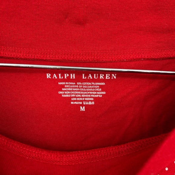 Ralph Lauren Women's M Red White Polka Dot Long Sleeve Nightgown Lounge Dress - Picture 4 of 6